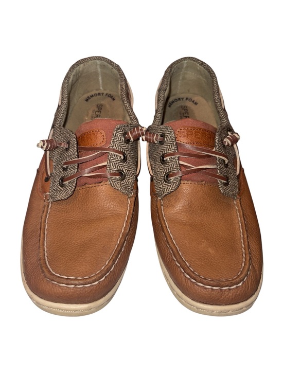 Sperry Shoes - Sperry Women's Tan Leather Boat Shoes with Patterned Collar